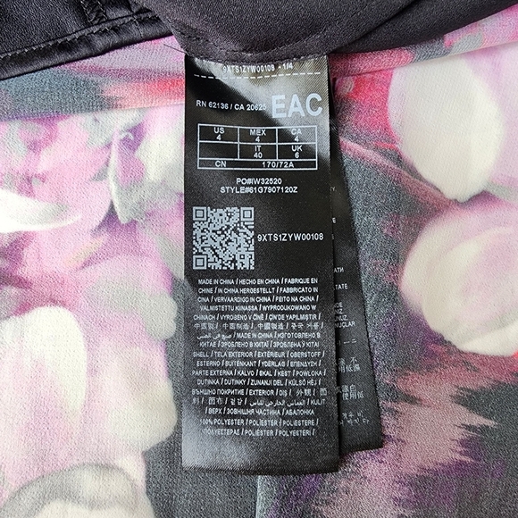 Guess by Marciano Womens Purple Black Hi Low Multi Fushion Sheer Long Sl Dress 4 - Picture 14 of 16